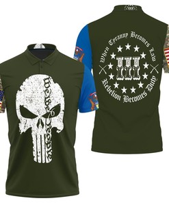 When Tyranny Becomes Law, Rebel with Punisher 3D Polo Shirt