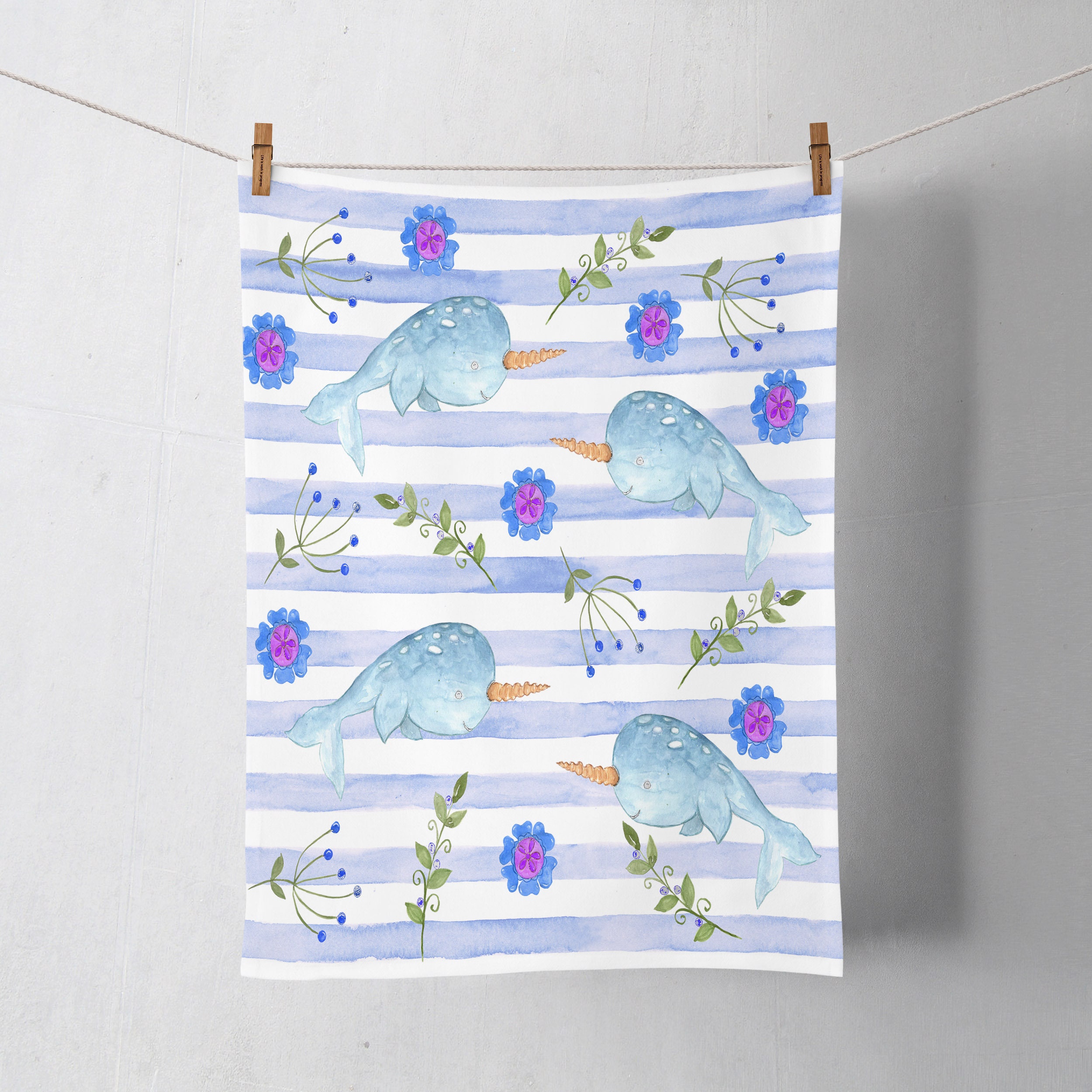 Whimsical Narwhal Shower Curtain with Oceanic Bathroom Decor - Image 4