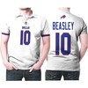 White 3D Designed Allover Polo Shirt featuring Cole Beasley #10 and the Buffalo Bills' signature Athleisure Style.
