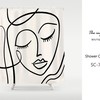White Abstract Art Women Face Shower Curtain, Bohemian Waterproof Washable Bathroom Decor , Custom Sizes Available