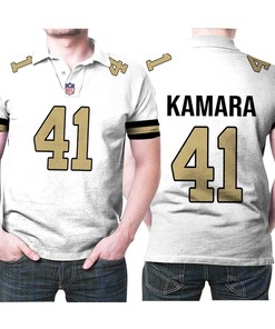White Alternate Game Jersey Style Gift For Saints Fans featuring Alvin Kamara 41 All Over Print Polo T-Shirt