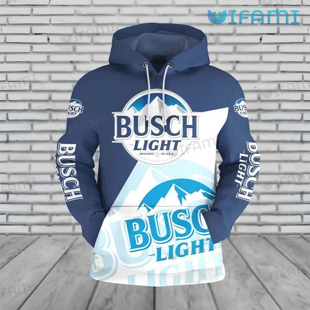 White And Blue All Over Print 3D Hoodie for Men Beer Lovers Gift