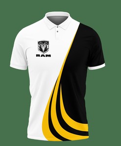 White Athleisure Personalized Ram Truck Lph-Va Polo Shirt: 3D Printed