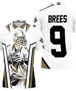 White Background Watercolor Style All Over Print 3D Polo Shirt of Drew Brees from New Orleans Saints