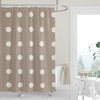 White Boho Dots Shower Curtain / Neutral Tan Fabric Bath Curtain / Minimalist Design