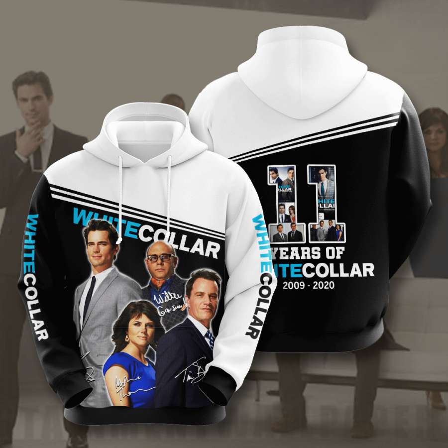 White Collar Custom All Over Print 3D Hoodie