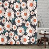 White Daisy Floral Shower Curtain for Bathroom, Spring Summer Blue Garden with Customizable Fabric Bathroom Curtain