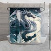 White Dragon Shower Curtain | Teenage Boy Room Fantasy Theme Decor | Cool Gamer Gift | Light Blue & White Design