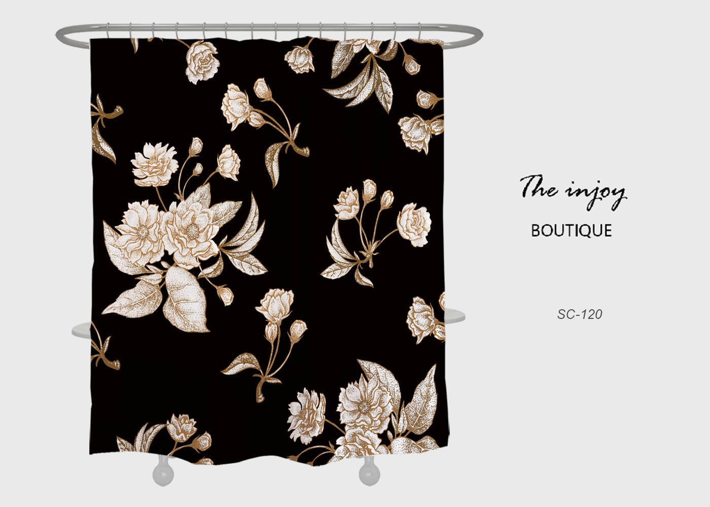 White Flowers Shower Curtain, Custom Sizes for Bathtub Decor - Luxury Shower Curtains