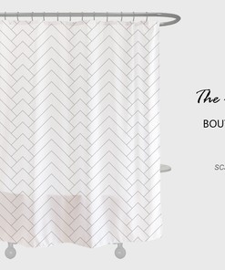 White Grey Stripe Simple Wavy Shower Curtain - Heavy Duty Polyester Fabric - Waterproof Modern Home Bathroom Decor
