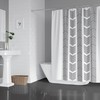 White Herringbone Shower Curtain, Minimalist Bath Decor, Chic Bathroom Style