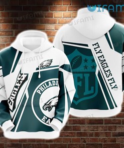 White Kelly Green Philadelphia Eagles NLF Logo 3D Hoodie with Custom Print