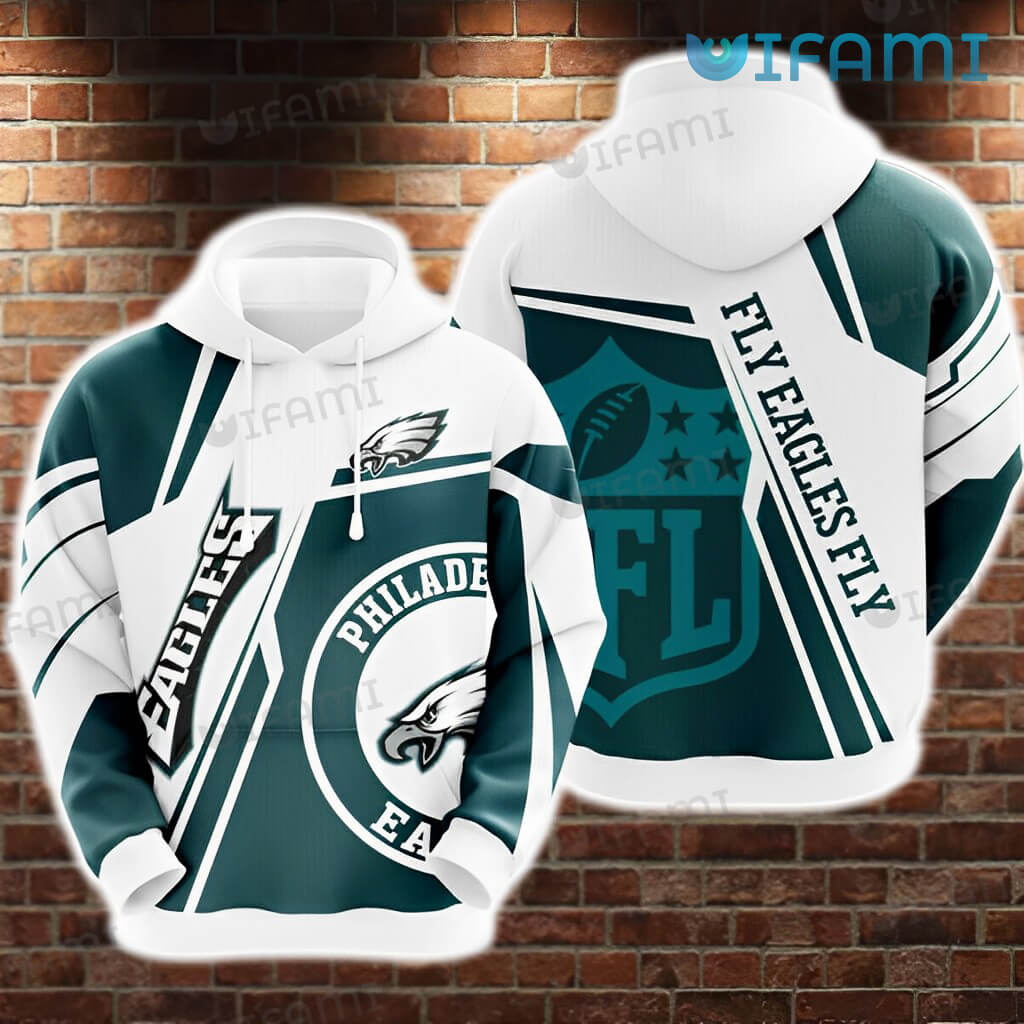 White Kelly Green Philadelphia Eagles NLF Logo 3D Hoodie with Custom Print