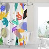 White Mid-Century Matisse Colorful Abstract Cutouts Shower Curtain with Whimsical Minimalist Design