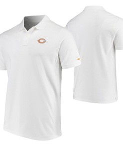 White Stretch Pique Polo All Over Print Breathable Fabric Shirt for Chicago Bears Fans