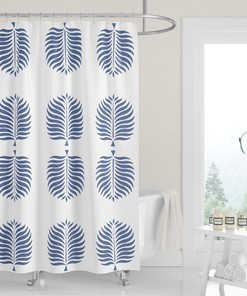 White Tropical Island Beach Blue Palm Fronds Modern Shower Curtain - Easy-Care and Minimalist