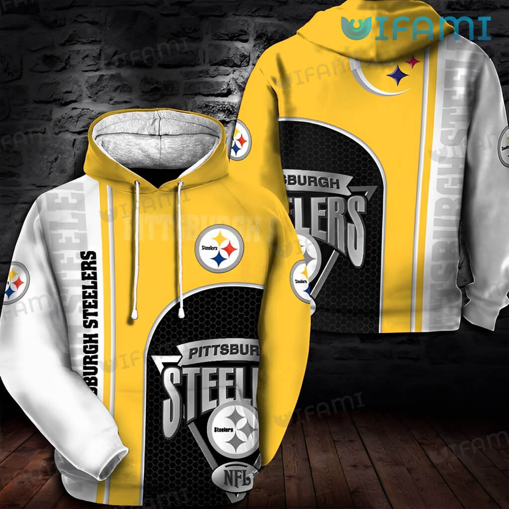 White Yellow Logo - Pittsburgh Steelers All Over Print Hoodie