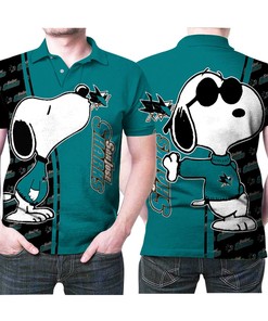 Wild San Jose Sharks supporters, check out Snoopy Kiss San Jose Sharks Logo 3D All Over Print Polo Shirt