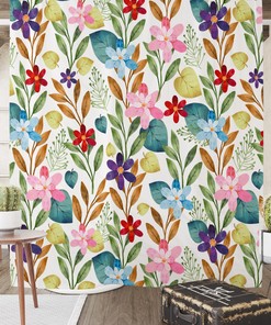 Wildflower Watercolor Shower Curtain or Bath Set for Nature Lovers