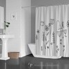 Wildflowers Shower Curtain, Botanical Flowers Bath Curtain with Bohemian Black and White Design