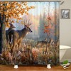 Wildtier Dschungel Tiere Baume Shower Curtain | Reh im Wald Herbstblatter Blumen | Stoff Badevorhang Wohndeko