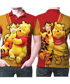 Winnie The Pooh Bear Tiger Fictional Character 3D All Over Print Polo Shirt with unique all-over print