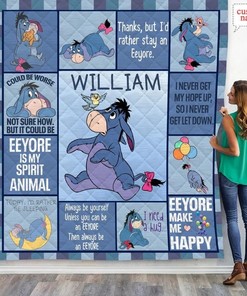 Winnie The Pooh Eeyore Fleece Blanket with Disney Blanket and Custom Name