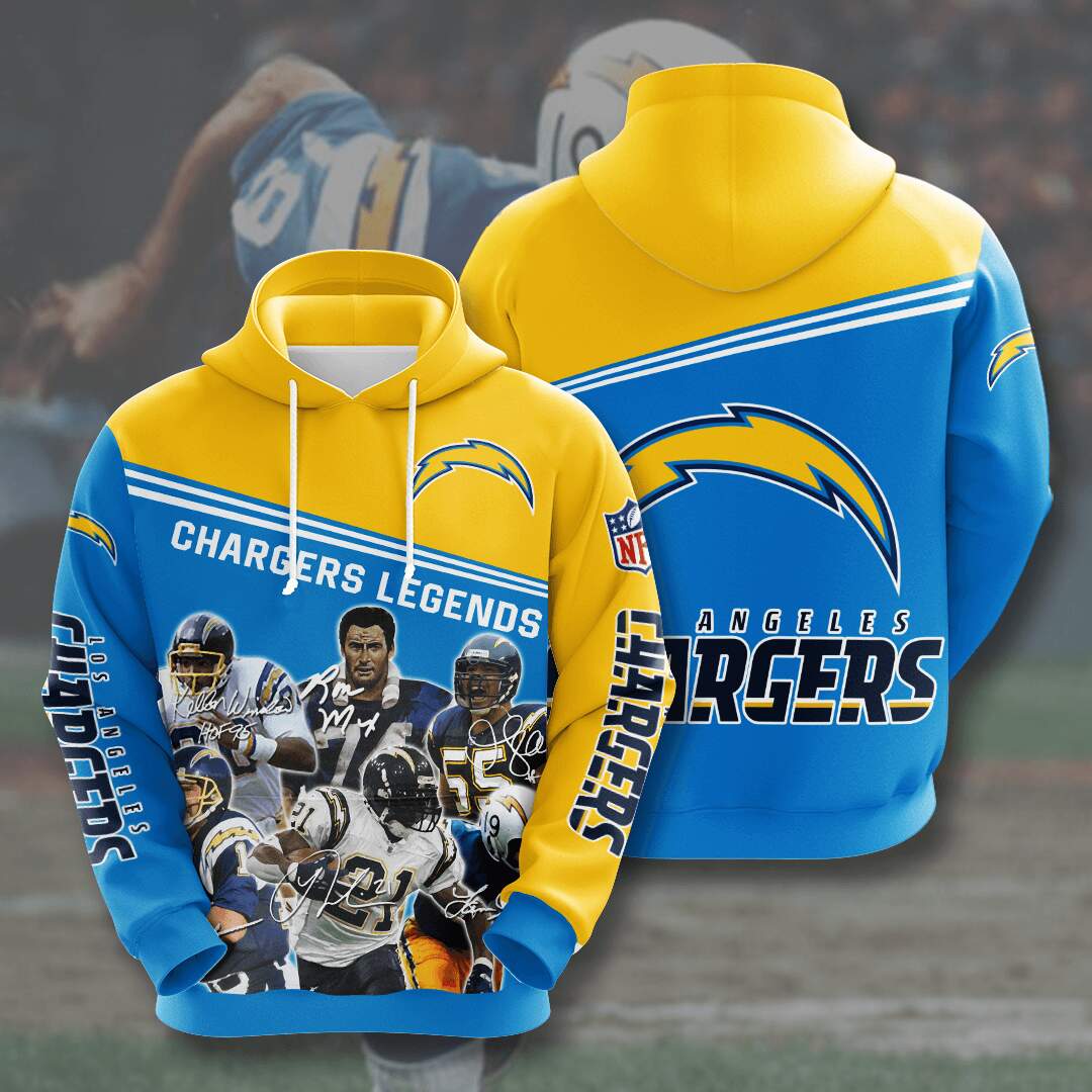 Winter Style All Over Print 3D Hoodie for Los Angeles Chargers Fans with Custom Sport Design