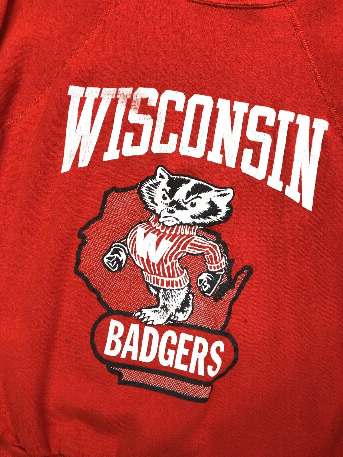 Wisconsin Badgers 80s College NCAA Football Raglan Sweatshirt, Hoodie, T-Shirt - Matching Sports Parent T-Shirt - Image 2