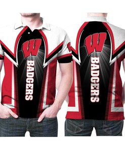 Wisconsin Badgers Football Team Logo 3D All Over Print Polo Shirt with breathable fabric and 3D printing technology