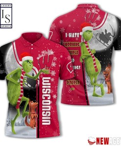 Wisconsin Badgers Grinch Steals Christmas with 3D Printed Polo Shirt