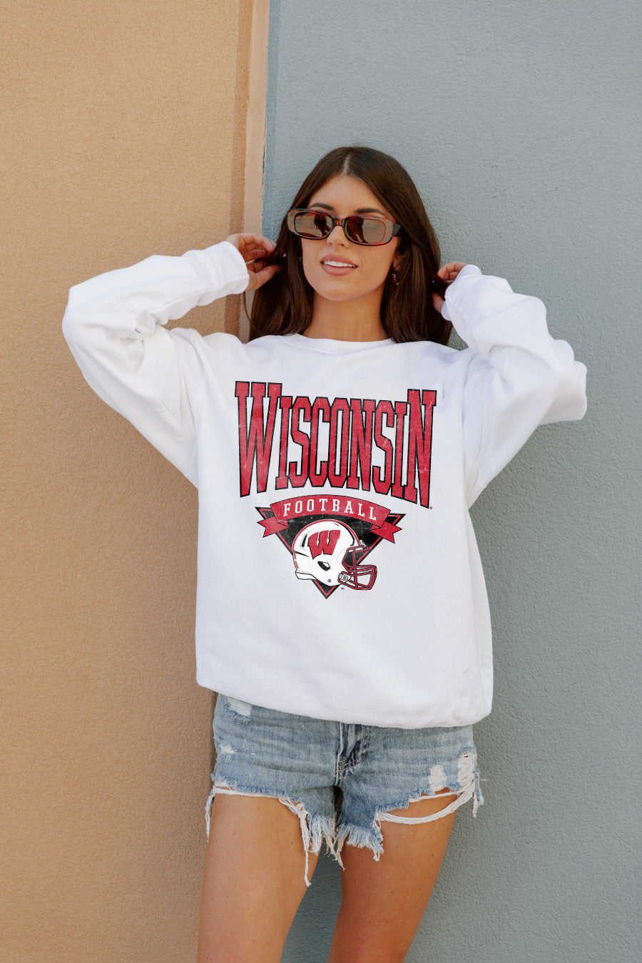 Wisconsin Badgers Slow Motion Classic Crew Fleece Pullover Sweatshirt