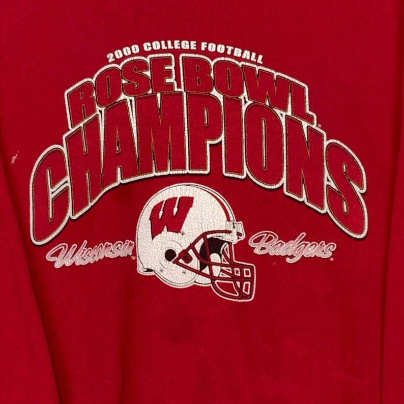 Wisconsin Badgers Vintage 1994 Rose Bowl Champs Red Crewneck Sweatshirt - NCAA Apparel - Image 2