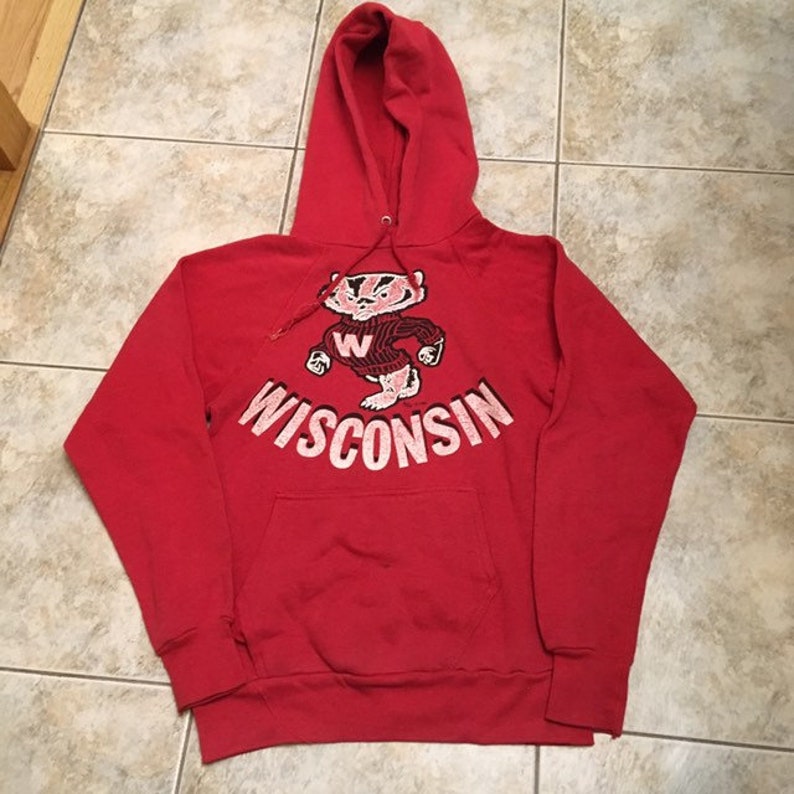 Wisconsin Badgers Vintage Hoodie from the 1980s, Perfect Gift for NCAA Fans