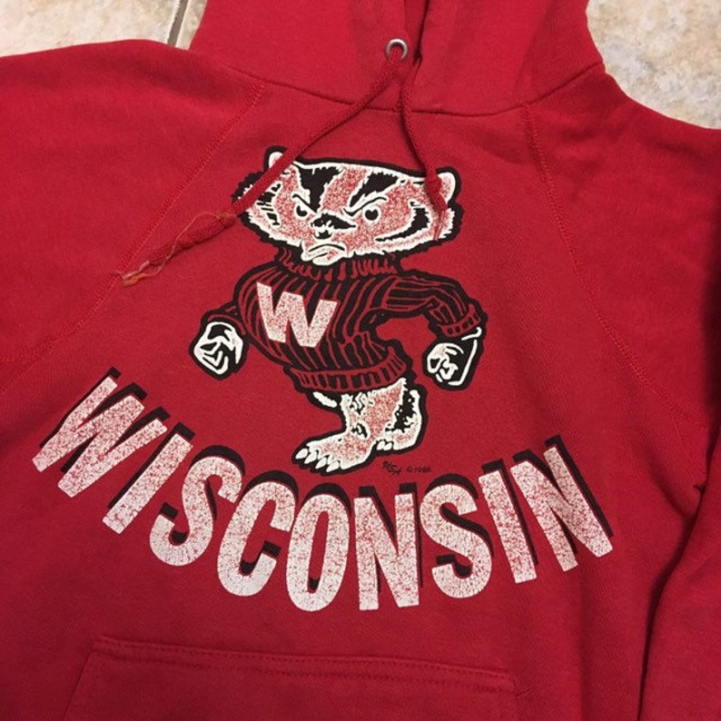 Wisconsin Badgers Vintage Hoodie from the 1980s, Perfect Gift for NCAA Fans - Image 2