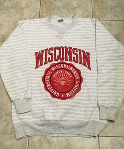 Wisconsin Badgers Vintage Style 1990s Pinstriped Sweatshirt Bundle, Ideal NCAA Gift for Fans