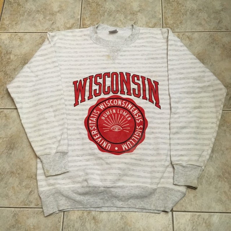 Wisconsin Badgers Vintage Style 1990s Pinstriped Sweatshirt Bundle, Ideal NCAA Gift for Fans