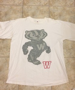 Wisconsin Badgers Vintage Style Big Logo Shirt And Sweatshirt Bundle, NCAA T-shirt