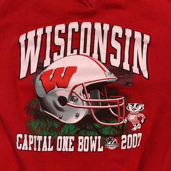Wisconsin Badgers Vintage Style Capital One Bowl Football 2007 Sweatshirt - Image 2