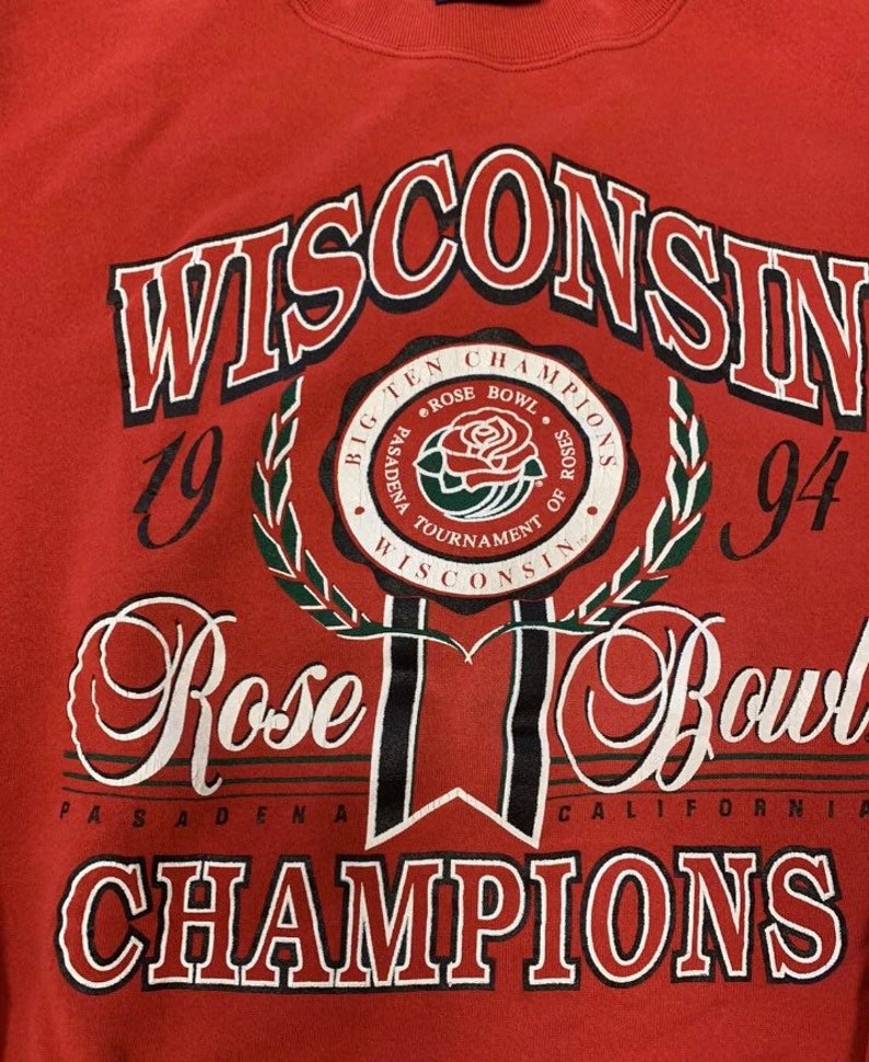 Wisconsin Badgers Vintage Style Rose Bowl Crewneck Sweatshirt - Image 2