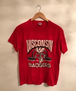 Wisconsin Badgers Vintage Style Russell Athletics Shirt and Sweatshirt Bundle, Ideal NCAA Gift for Fans