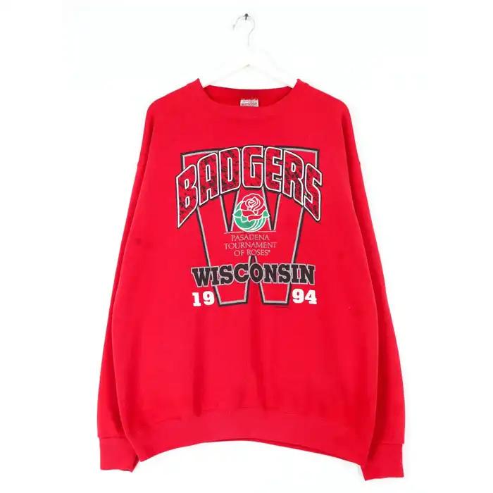 Wisconsin Badgers Vintage Style Shirt and Sweatshirt Bundle, Perfect for NCAA Fans