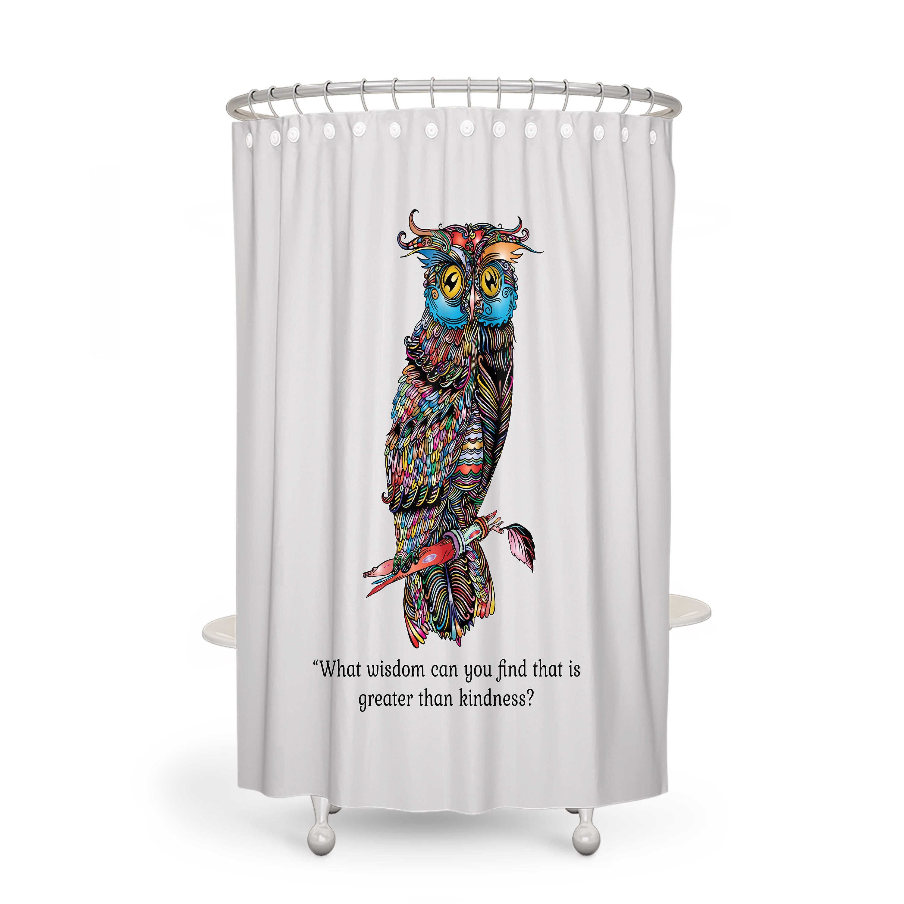 Wise Owl Kindness Shower Curtain with Optional Accessories or Set - Image 2