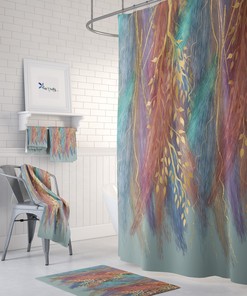 Wispy Boho Shower Curtain or Full Bathroom Set for Unique Home Decor