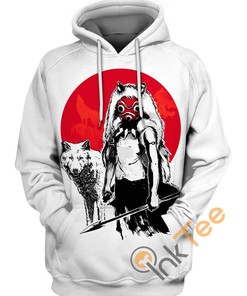 Wolf Girl Sumi-e Japanese Art Hoodie 3D Print All Over