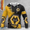 Wolverhampton Wanderers FC Pack of Wolves Full Print 3D Hoodie