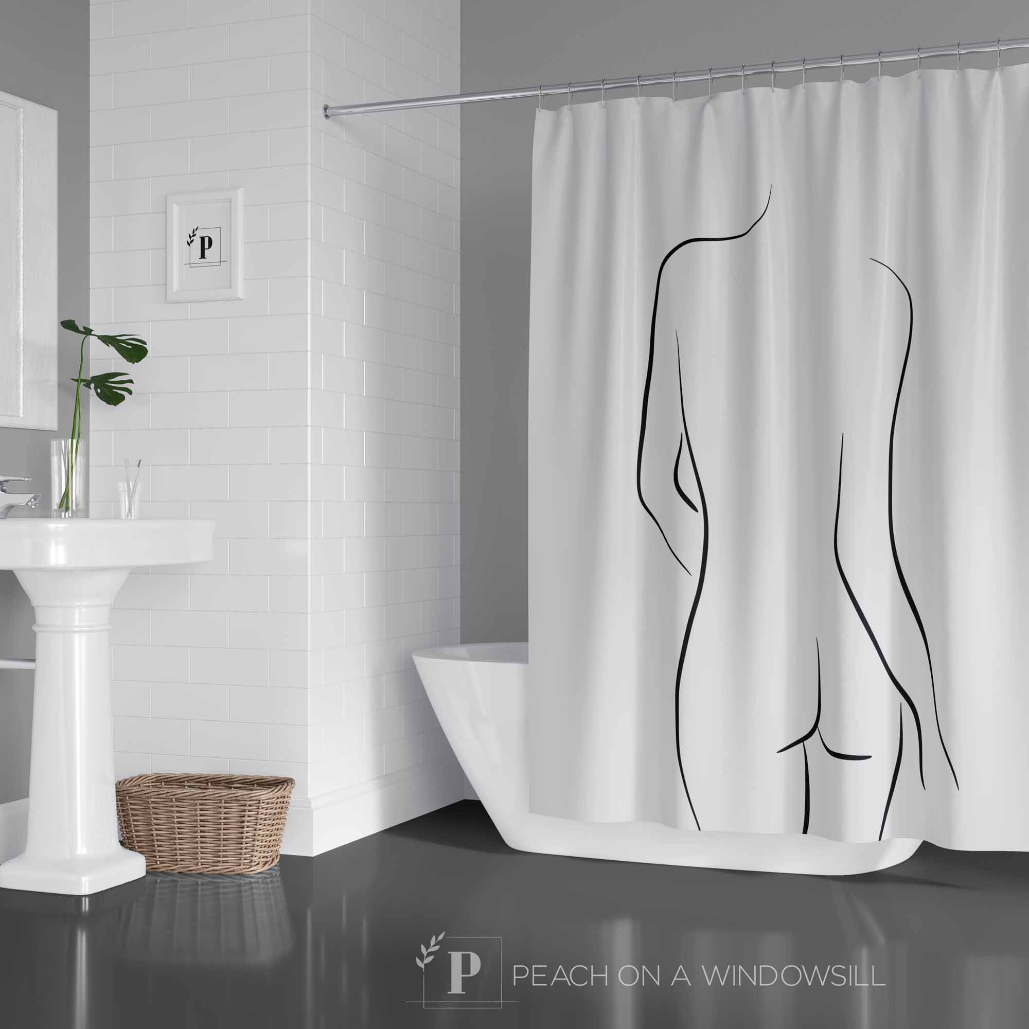 Woman Body Outline Shower Curtain, Embrace the Feminine Form in Your Bathroom Decor