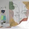Woman Man Boho Shower Curtain, Bohemian Minimalist Face Portrait Line Drawing Shower Curtains Decorative