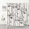 Women's Face Portrait Shower Curtain, Black and White Line Drawing Silhouette Curtain, Miss You Gift