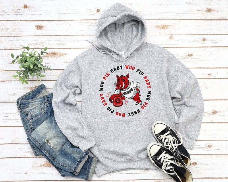 Woo Pig Baby Sweatshirt, Football Sweater, Razorback Crewneck, Sweatshirt, Go Hogs Shirt, Hoodie - Image 3